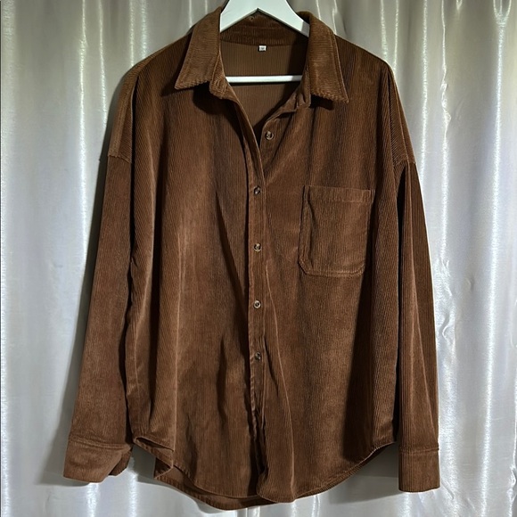 Brown Corduroy Button-Up Shirt - Picture 1 of 5